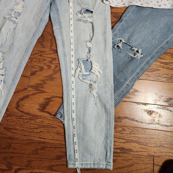 Wild Fable Jeans Womens Sz 2 Blue High Rise Straight Distressed Lot of 2 W Shirt - Picture 5 of 13